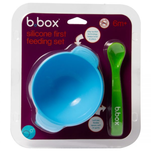 b.box Silicone Bowl and Spoon - Ocean Breeze