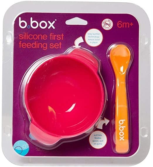 b.box Silicone Bowl and Spoon - Strawberry Shake