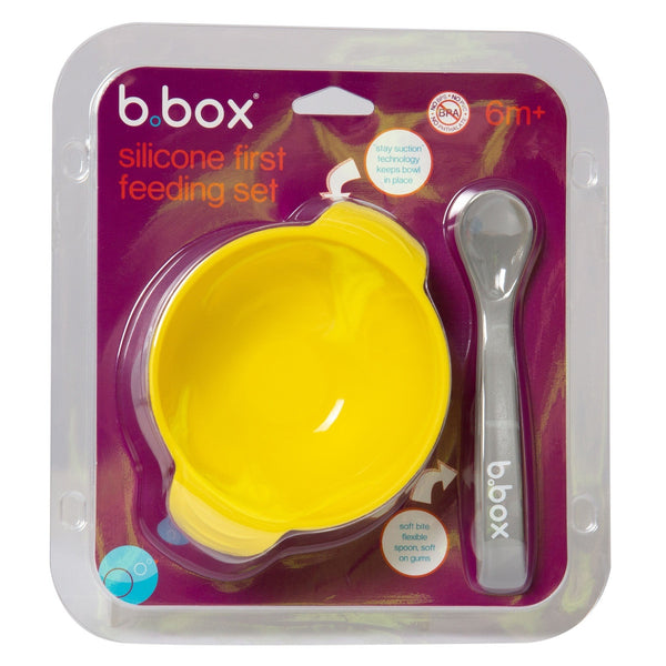 b.box Silicone Bowl and Spoon - Lemon Sherbet