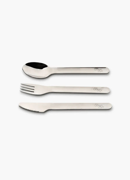 Stainless Steel Cutlery Set + Case - Spaceship blue