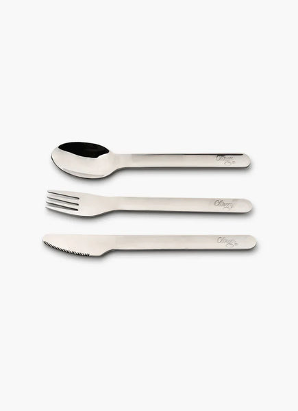 Stainless Steel Cutlery Set + Case - Dino Green