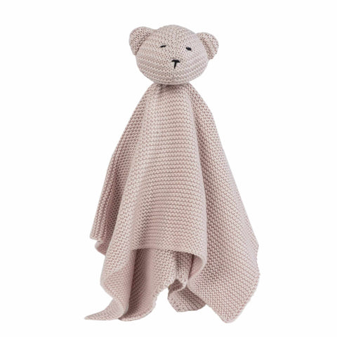 Walking Mum Knitted Bear Doudou PINK