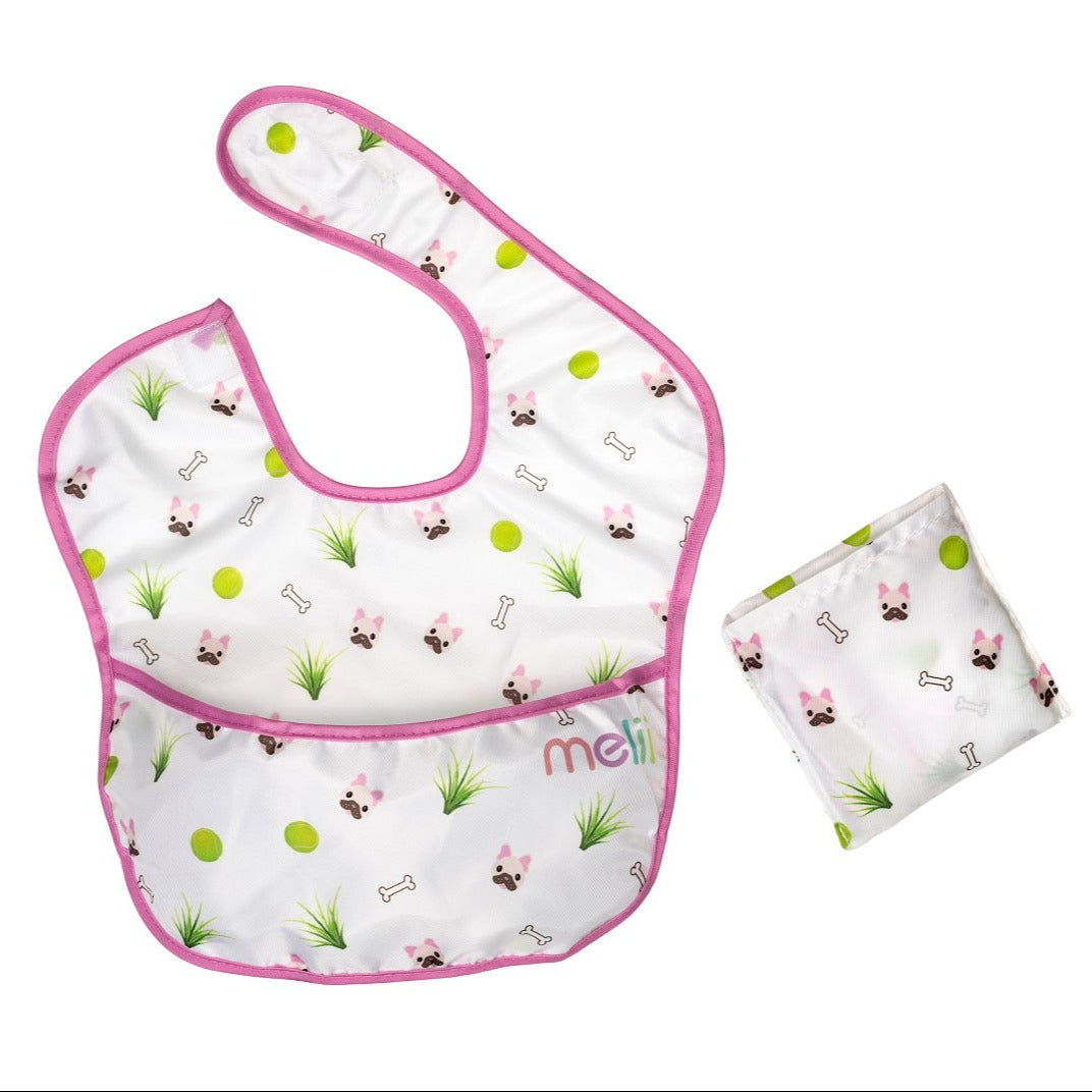 Melii Fold Up Bib 2 Pack - Bulldog