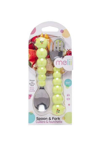Melii Silicone Caterpillar Spoon & Fork Set