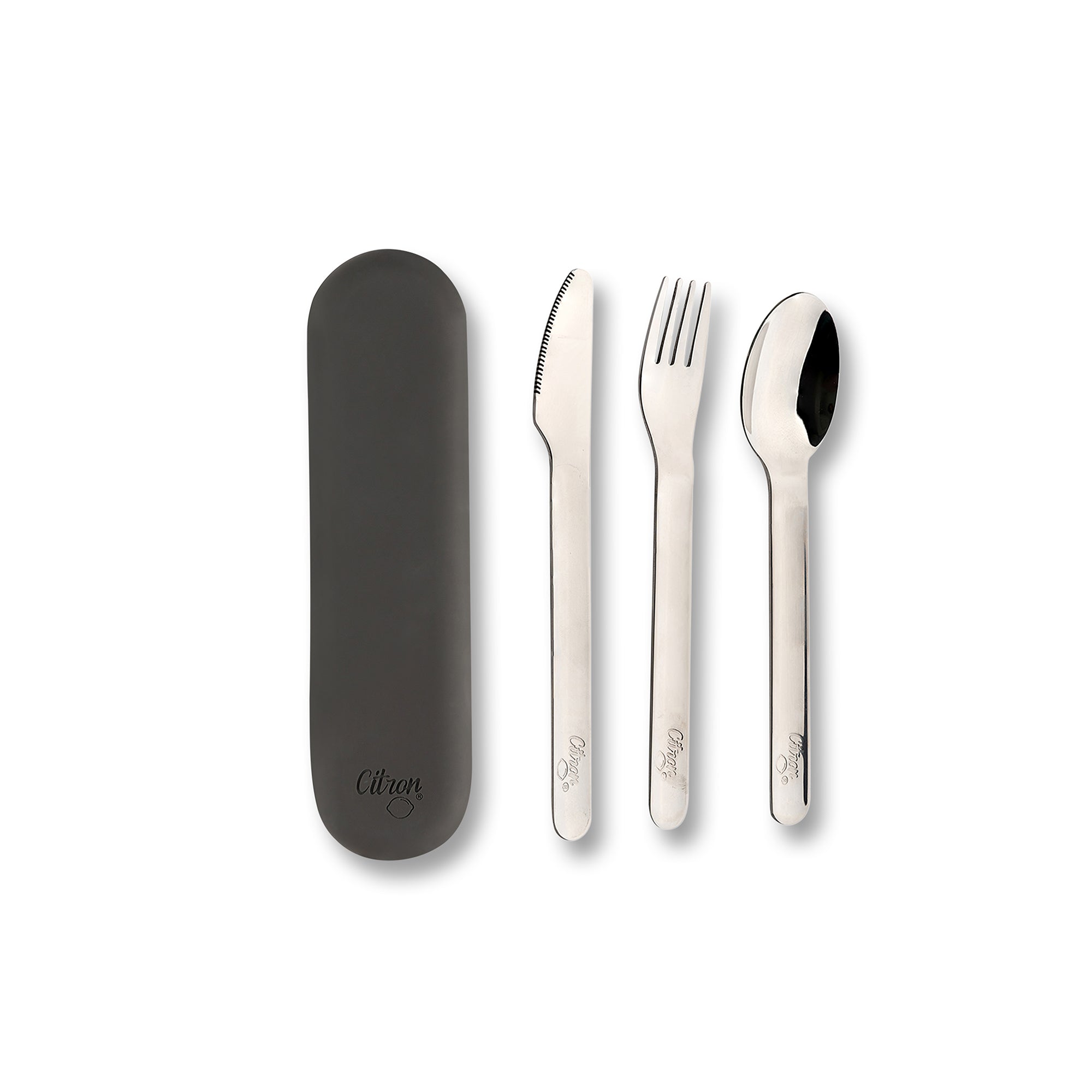 Stainless Steel Cutlery Set + Case - Black