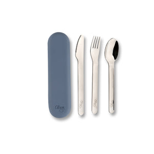 Stainless Steel Cutlery Set + Case - Dark Blue