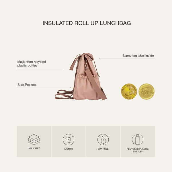 Citron Insulated Roll-up Lunchbag - Blush Pink