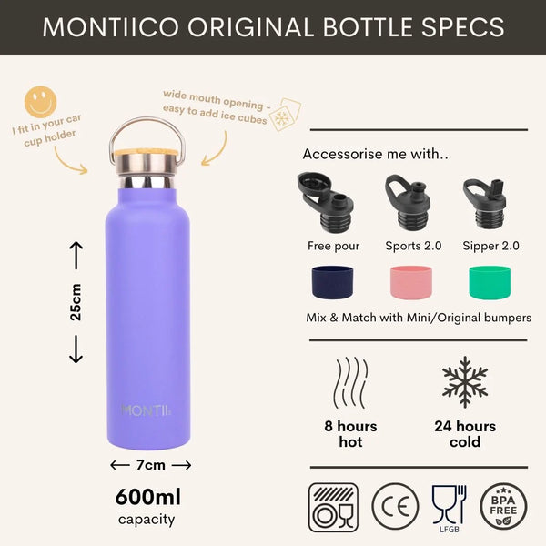 MontiiCo Original Drink Bottle 600ml - Grape