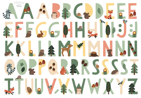 Waterproof lunch box sticker - ABC Capitals Forest