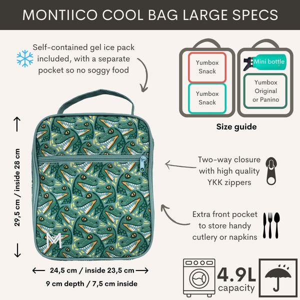 MontiiCo Large Insulated Lunch bag - Jurassic