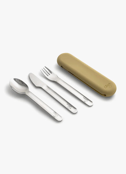 Citron Stainless Steel Cutlery Set + Case - Yellow