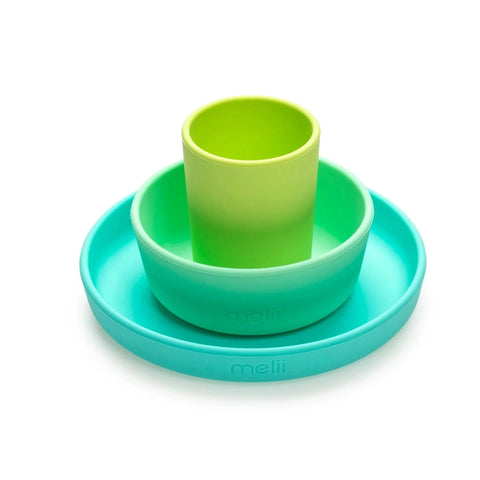 3 Piece Silicone Meal Set - Blues&Greens