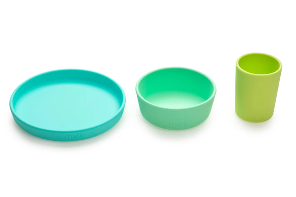 Melii 3 Piece Silicone Meal Set - Blues&Greens