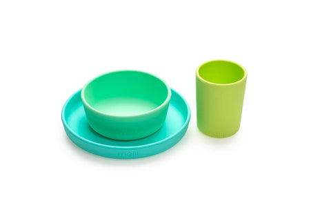 Melii 3 Piece Silicone Meal Set - Blues&Greens