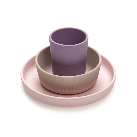 3 Piece Silicone Meal Set - Pinks&Purples