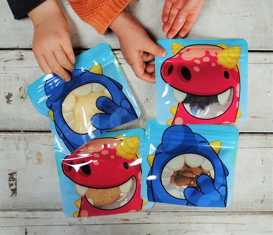 4 Reusable Monster snack bags by Nom Nom Kids