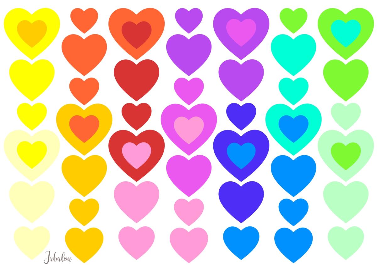 Waterproof lunch box sticker - Hearts Rainbow
