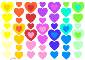 Waterproof lunch box sticker - Hearts Rainbow