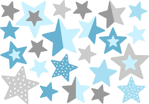 Waterproof lunch box sticker - Stars blue-gray