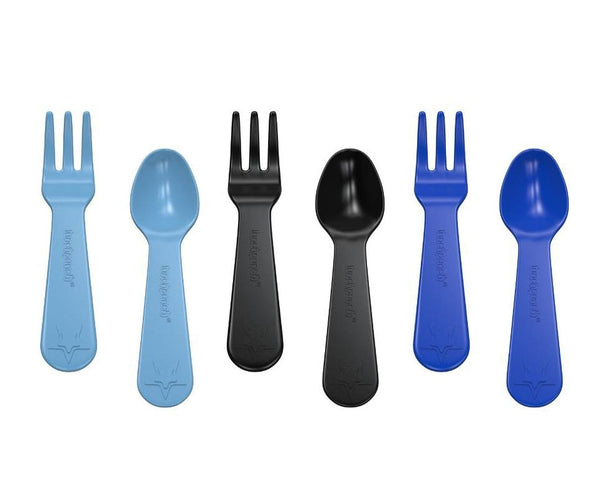 LunchPunch Mini Fork and Spoon Sets - Blues