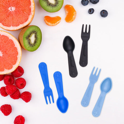 LunchPunch Mini Fork and Spoon Sets - Blues