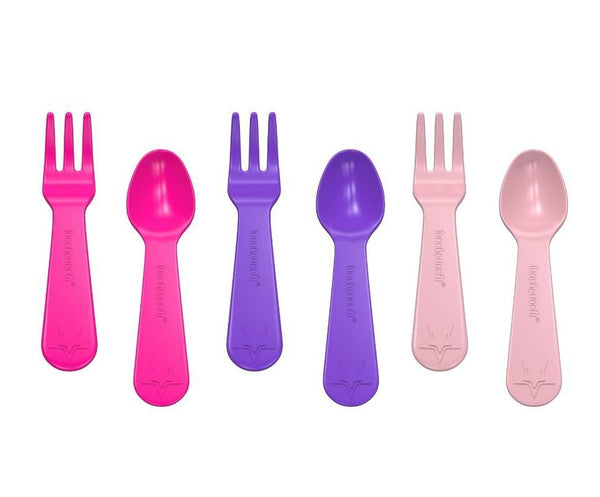 LunchPunch Mini Fork and Spoon Sets - Pink