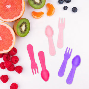 LunchPunch Mini Fork and Spoon Sets - Pink