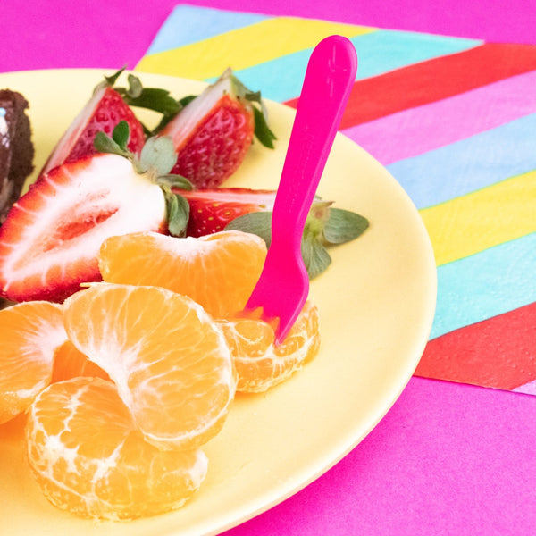 LunchPunch Mini Fork and Spoon Sets - Pink
