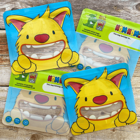 Nom Nom Kids Yellow Monster Snack Bags x4