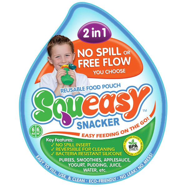Squeasy Snacker, 180ml - reusable pouch aqua