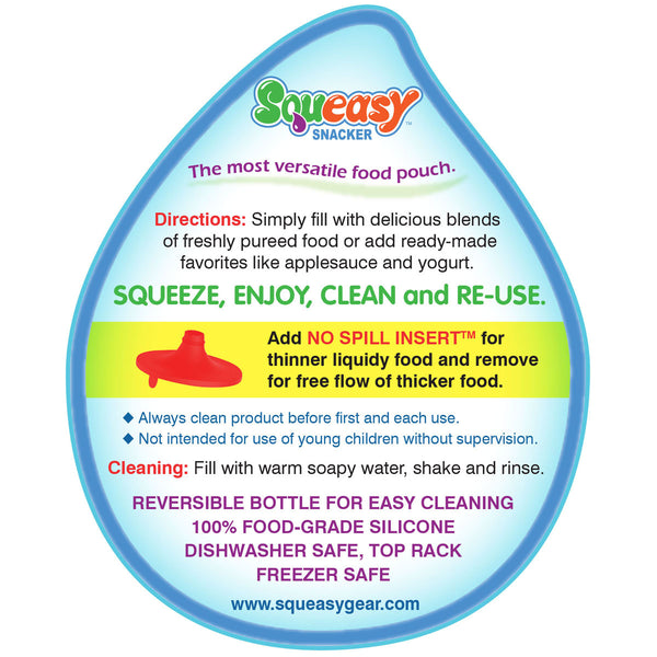 Squeasy Snacker, 180ml - reusable pouch blue